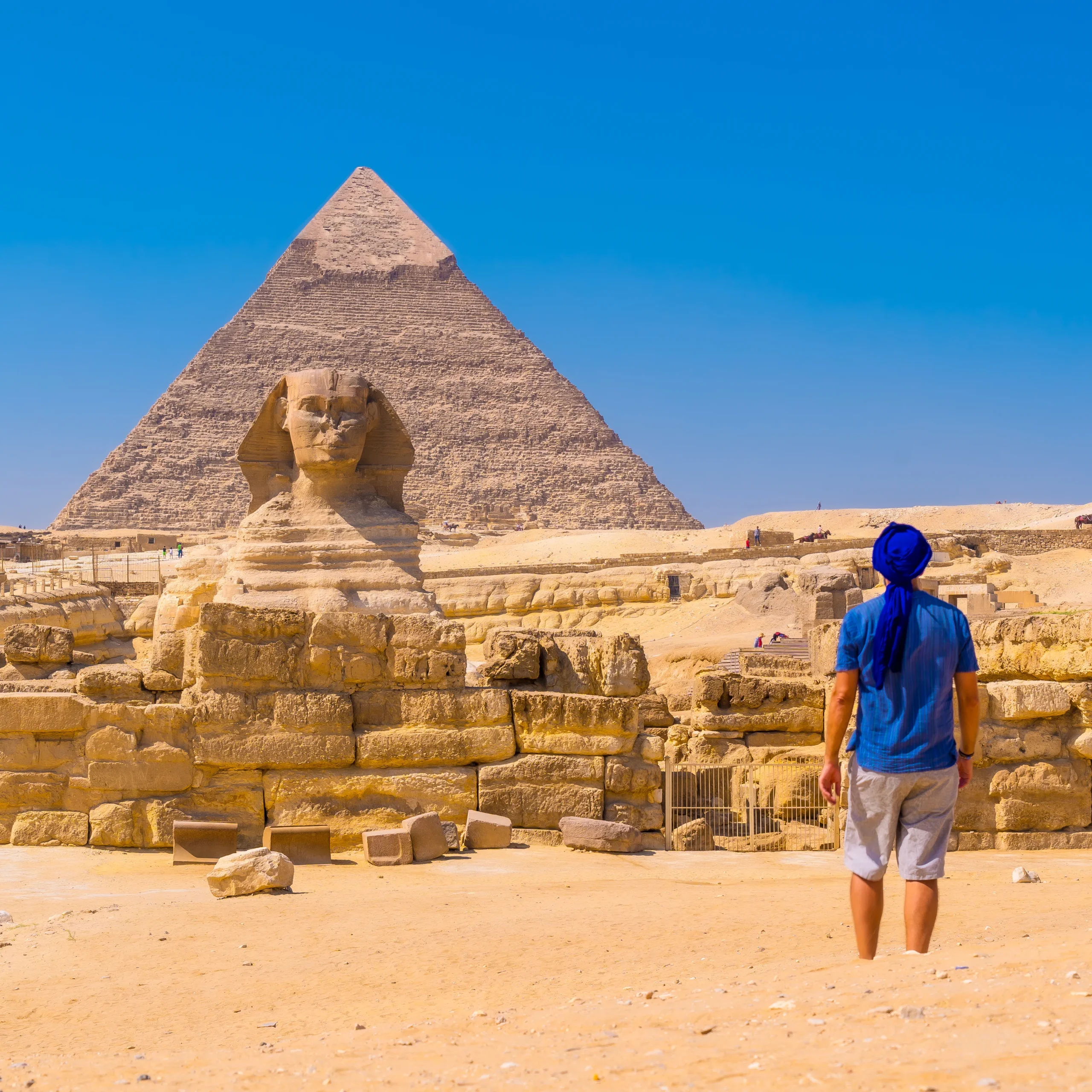 Khufu Pyramid and sphinx
