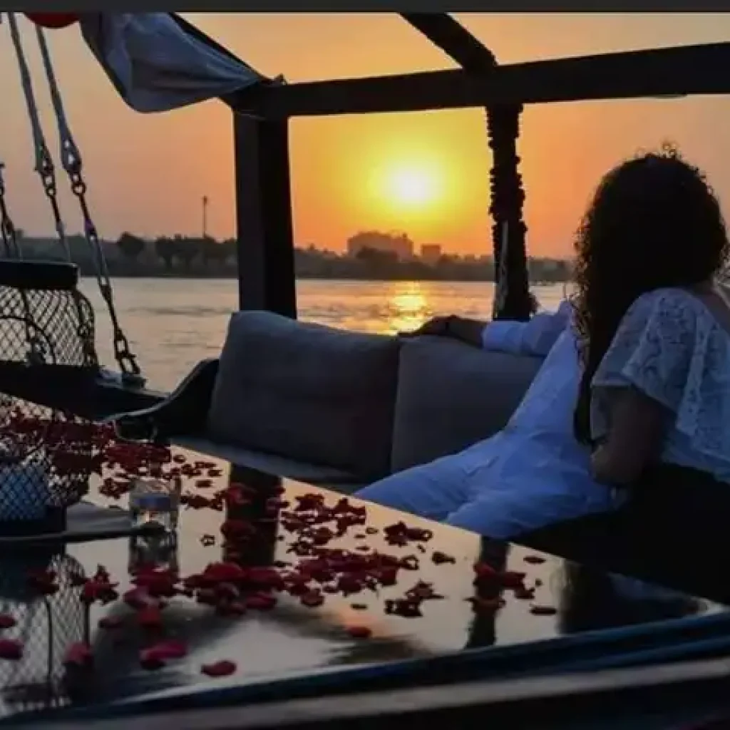 Romantic Couple Watching Nile Sunset