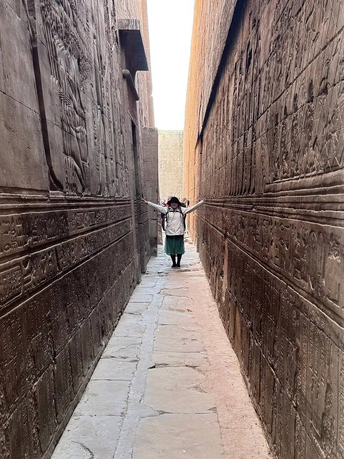 Tourist in Temple Corridor