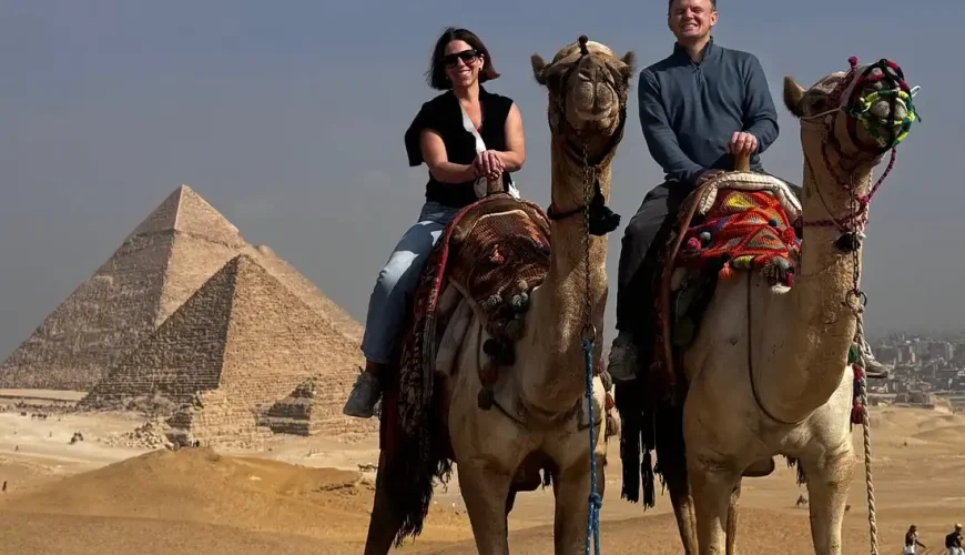 Camel ride by the pyramids