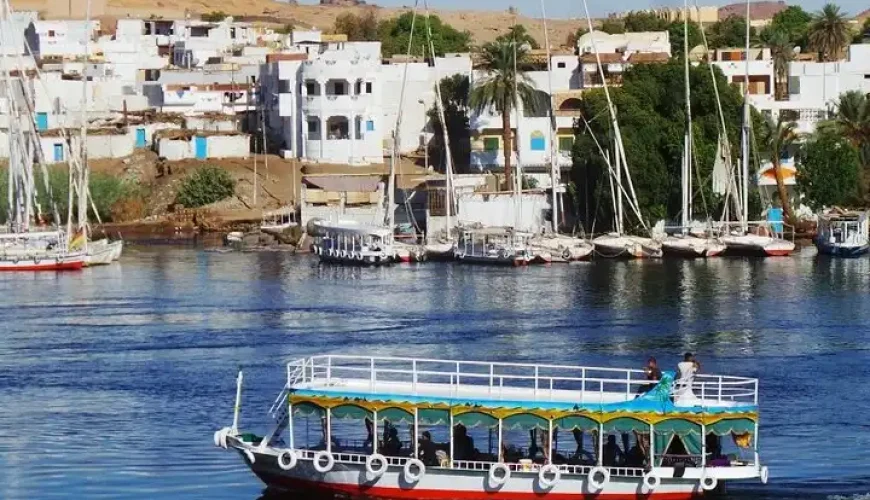 Nile River Bank and Boats