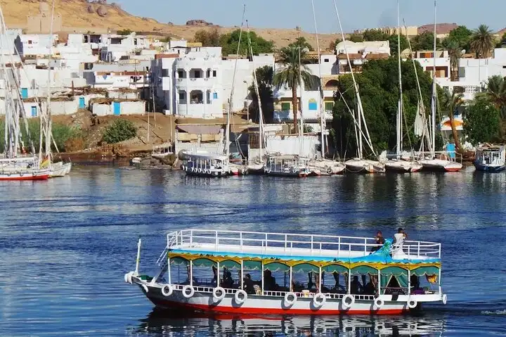Nile River Bank and Boats