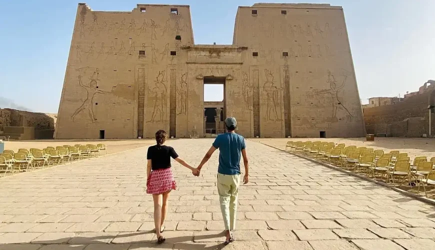 Couple Walking Towards Edfu Temple