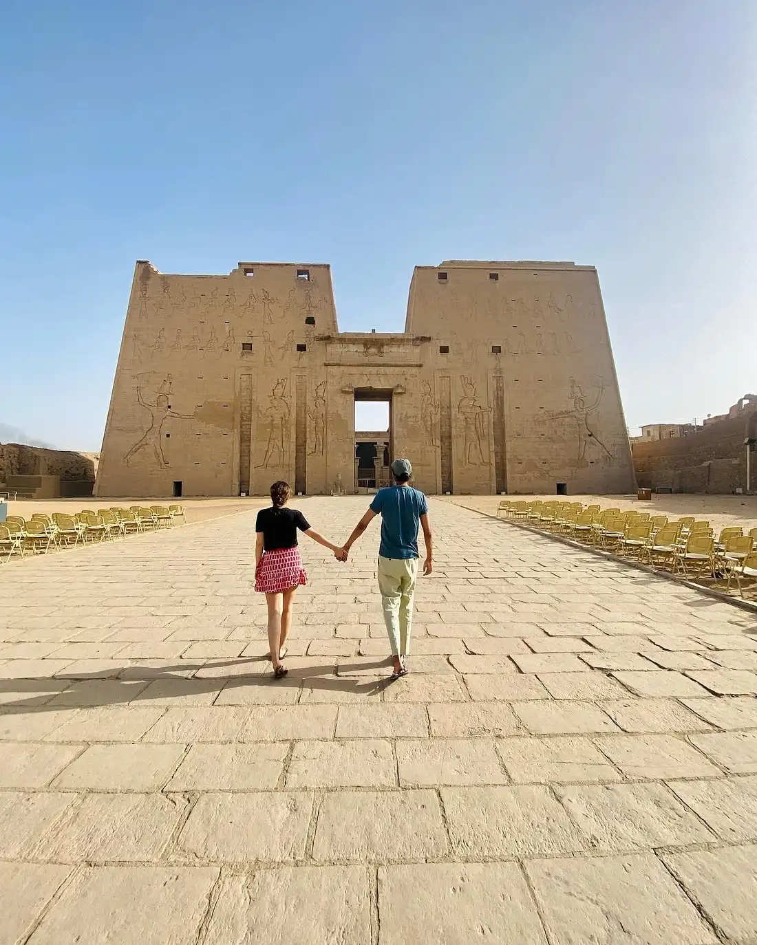 Couple Walking Towards Edfu Temple