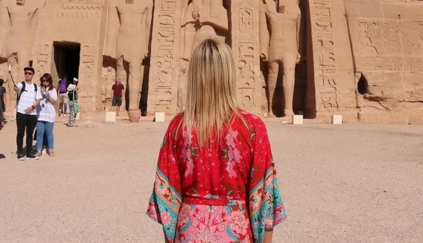 Tourists Standing in Front of the Temple